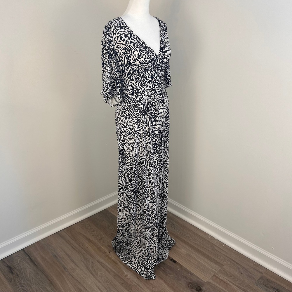 Lilly Pulitzer Maxi Dress Womens Small Black White Abstract Surplice Resort Chic - Picture 4 of 13